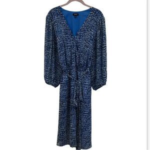 Cheztu Women’s plus size 22 blue geometric print midi dress